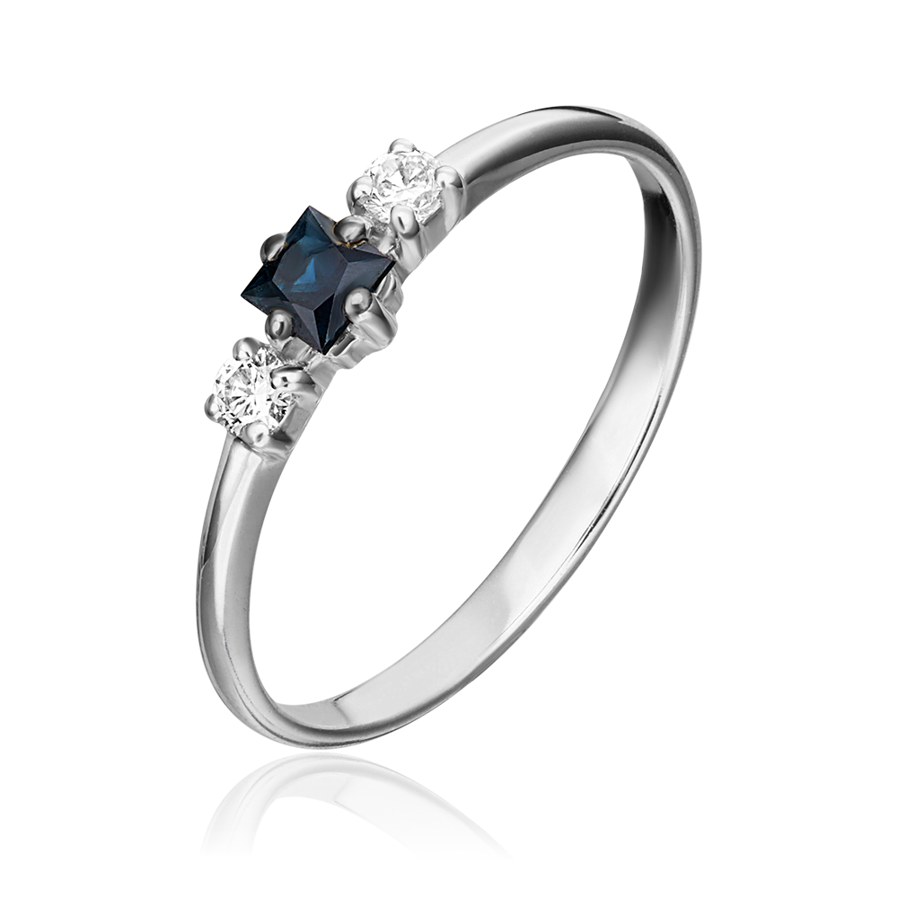 Кольцо из белого золота с сапфиром и бриллиантами 01-1469-00-105-1120-30