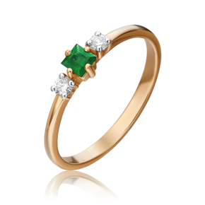 Кольцо из красного золота с изумрудом и бриллиантами 01-1469-00-106-1110-30