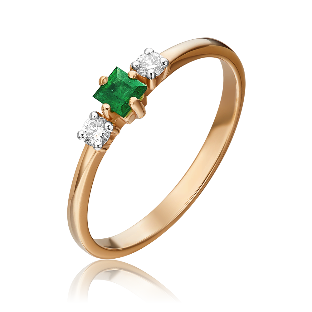 Кольцо из красного золота с изумрудом и бриллиантами 01-1469-00-106-1110-30