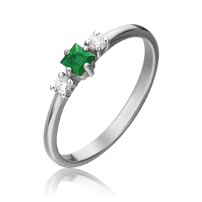 Кольцо из белого золота с изумрудом и бриллиантами 01-1469-00-106-1120-30