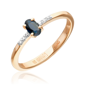 Кольцо из красного золота с сапфиром и бриллиантами 01-1470-00-105-1110-30