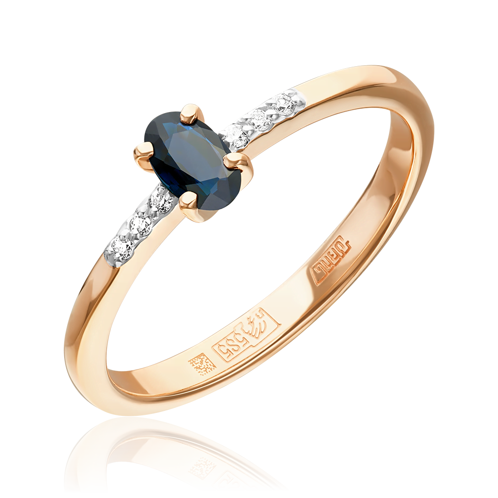 Кольцо из красного золота с сапфиром и бриллиантами 01-1470-00-105-1110-30