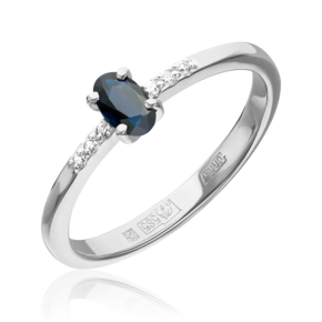 Кольцо из белого золота с сапфиром и бриллиантами 01-1470-00-105-1120-30
