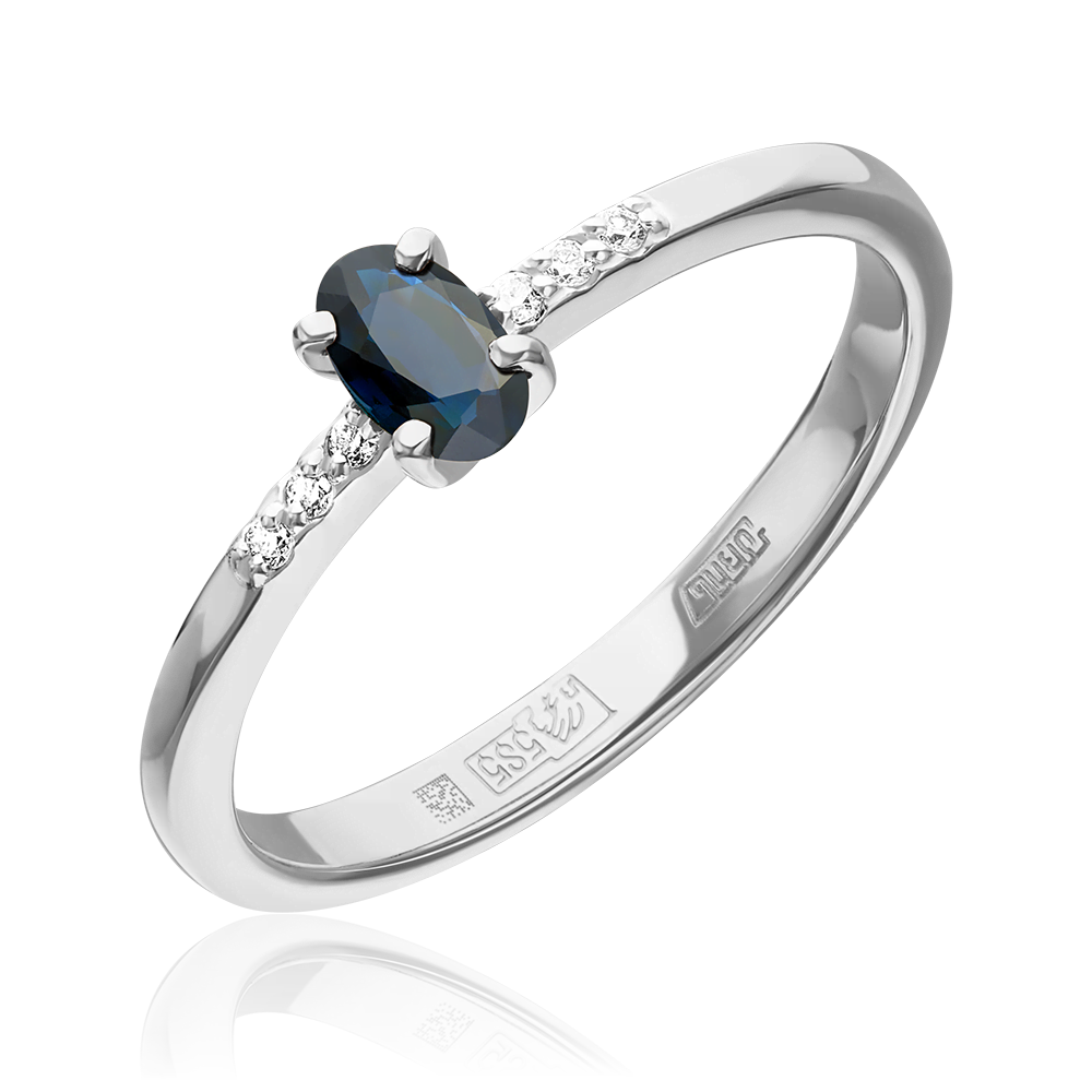 Кольцо из белого золота с сапфиром и бриллиантами 01-1470-00-105-1120-30