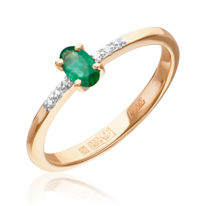 Кольцо из красного золота с изумрудом и бриллиантами 01-1470-00-106-1110-30