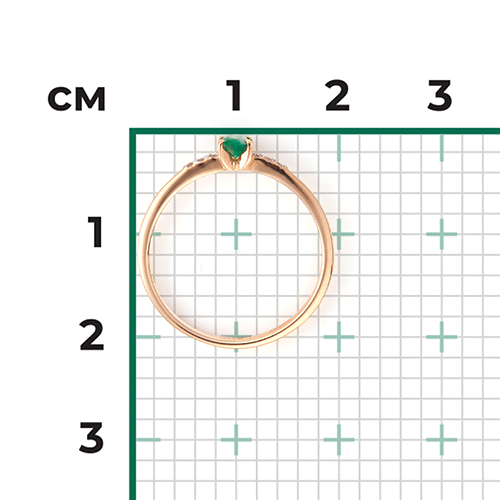 Кольцо из красного золота с изумрудом и бриллиантами 01-1470-00-106-1110-30