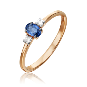 Кольцо из красного золота с сапфиром и бриллиантами 01-1471-00-105-1110-30