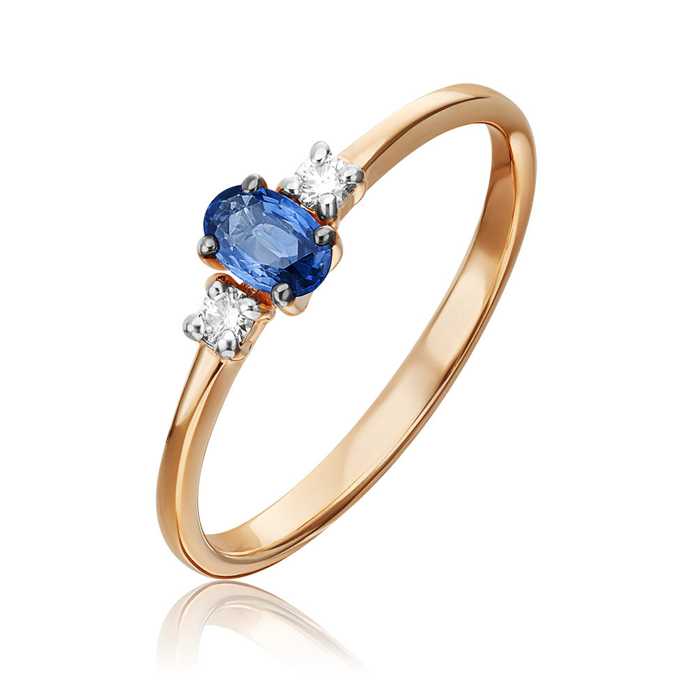 Кольцо из красного золота с сапфиром и бриллиантами 01-1471-00-105-1110-30