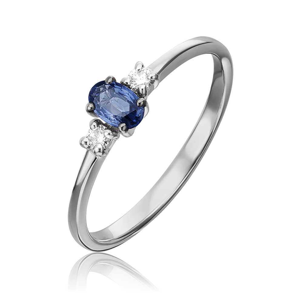 Кольцо из белого золота с сапфиром и бриллиантами 01-1471-00-105-1120-30