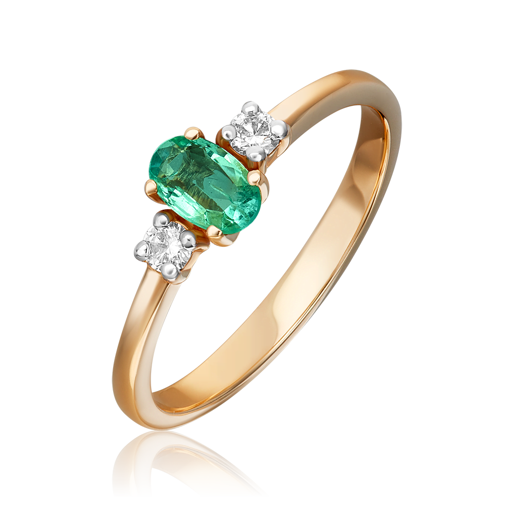 Кольцо из красного золота с изумрудом и бриллиантами 01-1471-00-106-1110-30