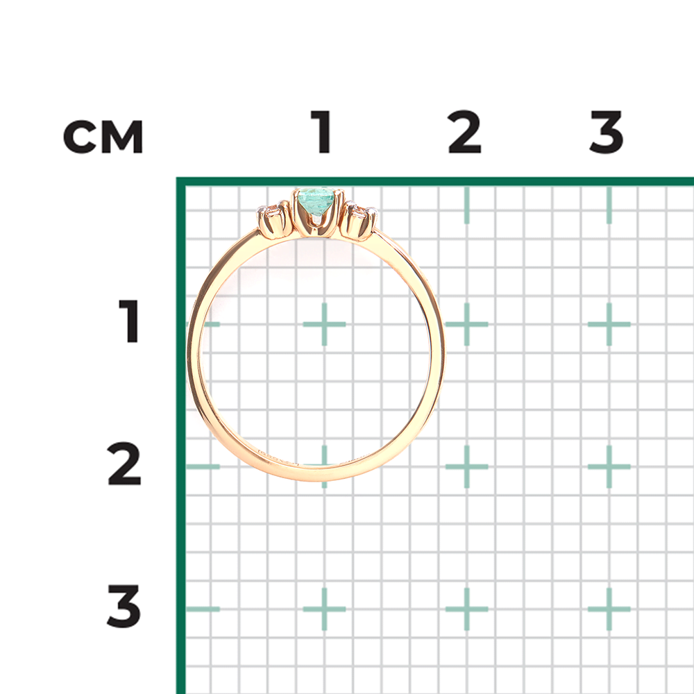 Кольцо из красного золота с изумрудом и бриллиантами 01-1471-00-106-1110-30