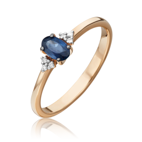 Кольцо из красного золота с сапфиром и бриллиантами 01-1472-00-105-1110-30