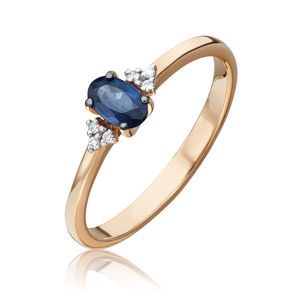 Кольцо из красного золота с сапфиром и бриллиантами 01-1472-00-105-1110-30