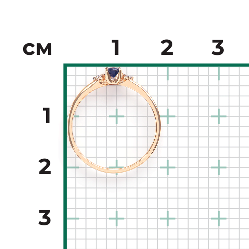 Кольцо из красного золота с сапфиром и бриллиантами 01-1472-00-105-1110-30