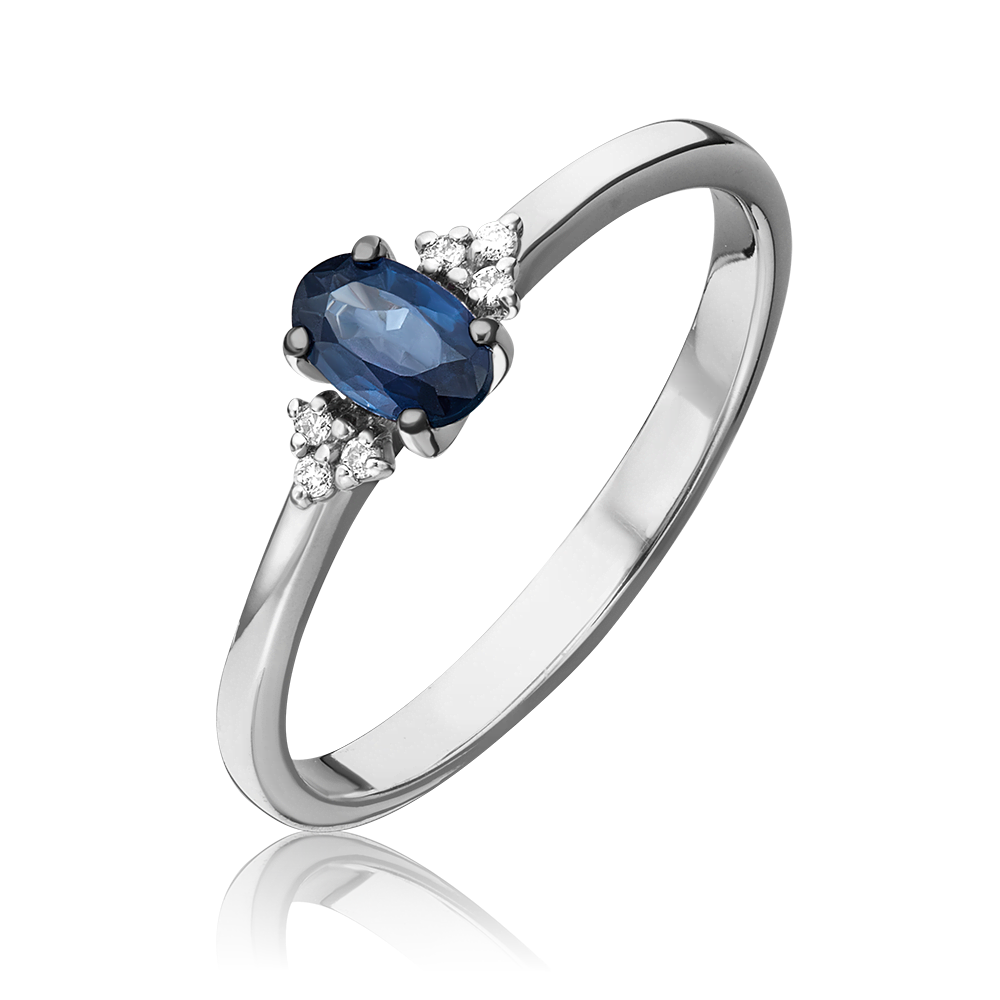Кольцо из белого золота с сапфиром и бриллиантами 01-1472-00-105-1120-30