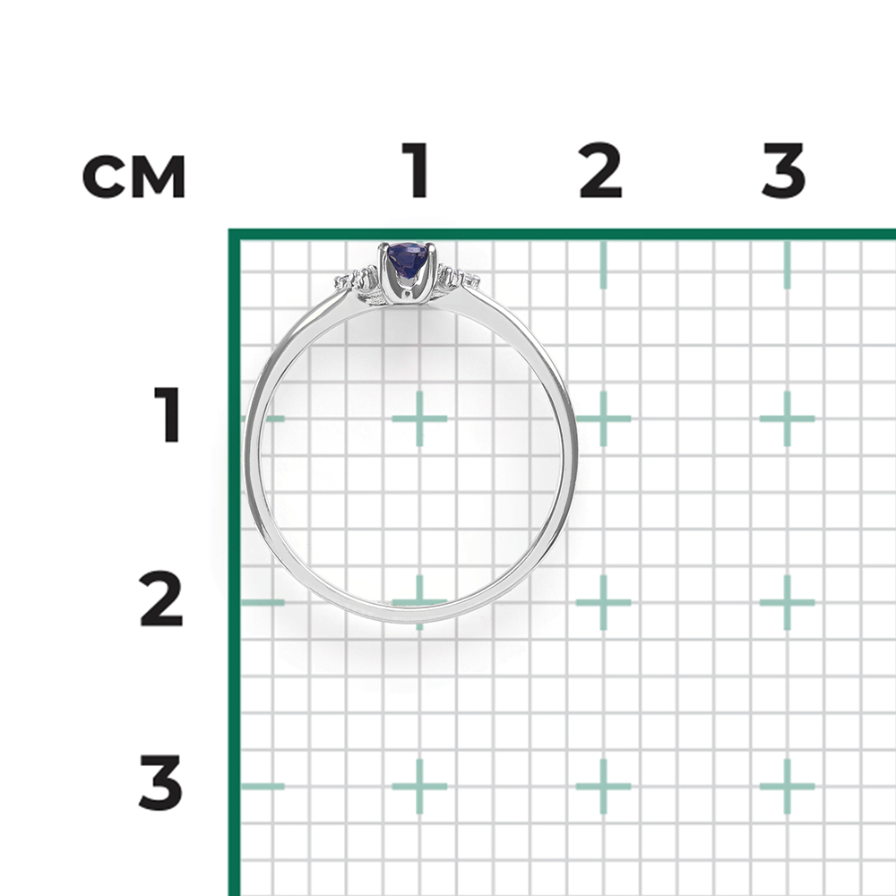 Кольцо из белого золота с сапфиром и бриллиантами 01-1472-00-105-1120-30