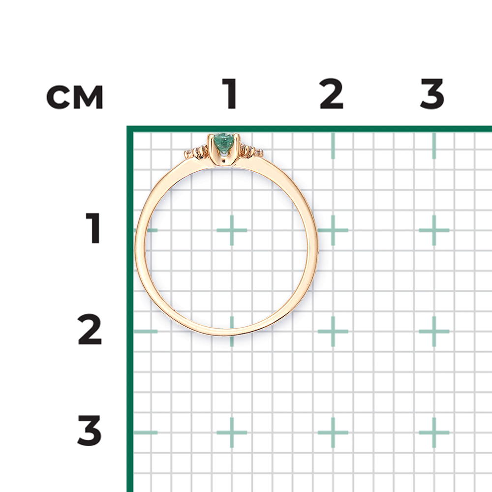 Кольцо из красного золота с изумрудом и бриллиантами 01-1472-00-106-1110-30