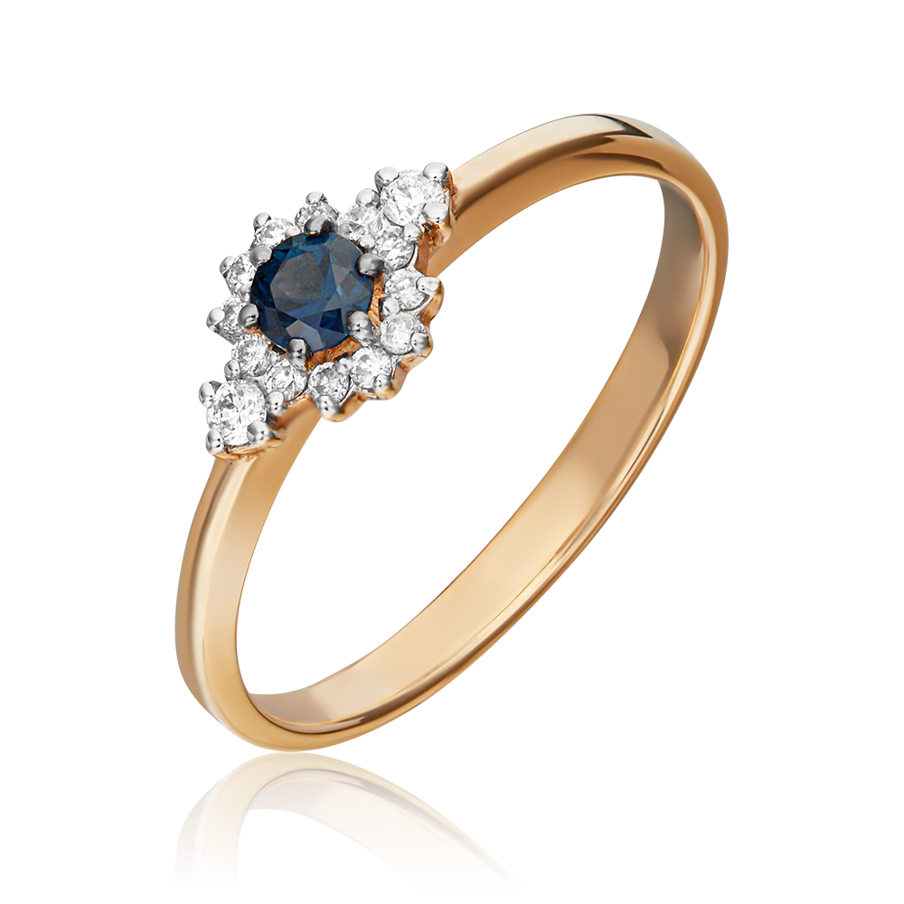 Кольцо из красного золота с сапфиром и бриллиантами 01-1473-00-105-1110-30