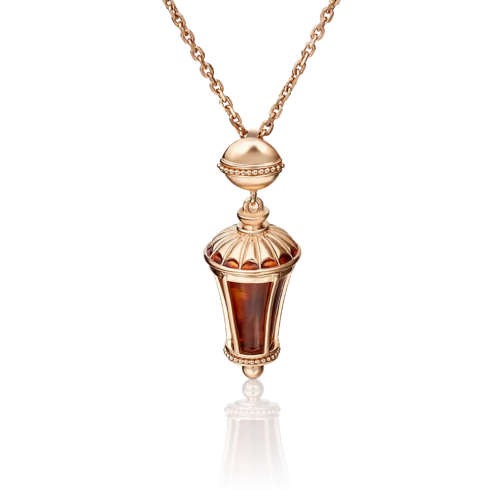 Подвеска «Фонарик» из красного золота с янтарём и эмалью 03-2829-00-271-1110