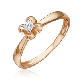 Кольцо из красного золота с бриллиантом 01-5838-00-101-1110