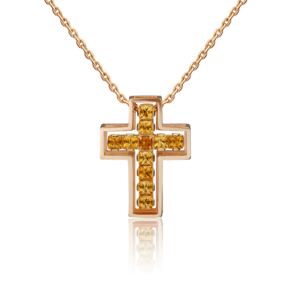 Декоративный крест из красного золота с цитринами 03-3148-00-206-1110-57