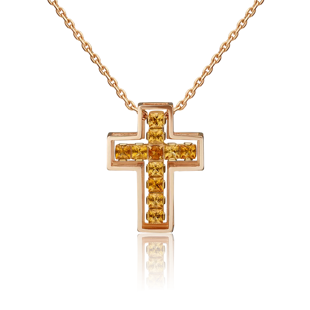 Декоративный крест из красного золота с цитринами 03-3148-00-206-1110-57