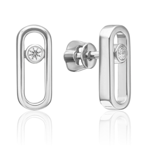 Серьги-пусеты из белого золота с фианитом 02-5538-00-401-1120
