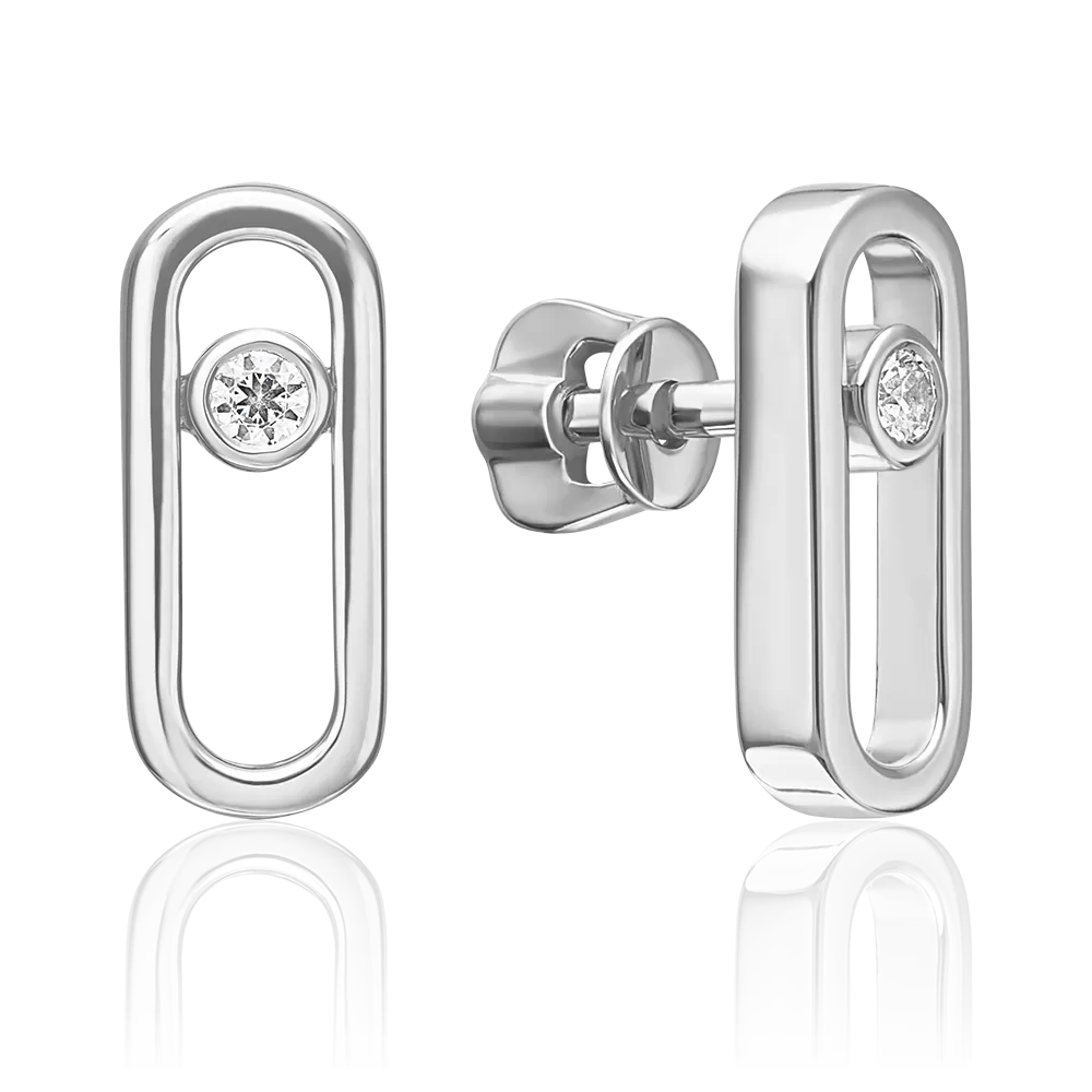 Серьги-пусеты из белого золота с фианитом 02-5538-00-401-1120
