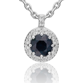 Подвеска из белого золота с сапфиром и бриллиантами