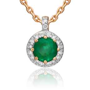 Подвеска из красного золота с изумрудом и бриллиантами 03-0428-00-106-1110-30