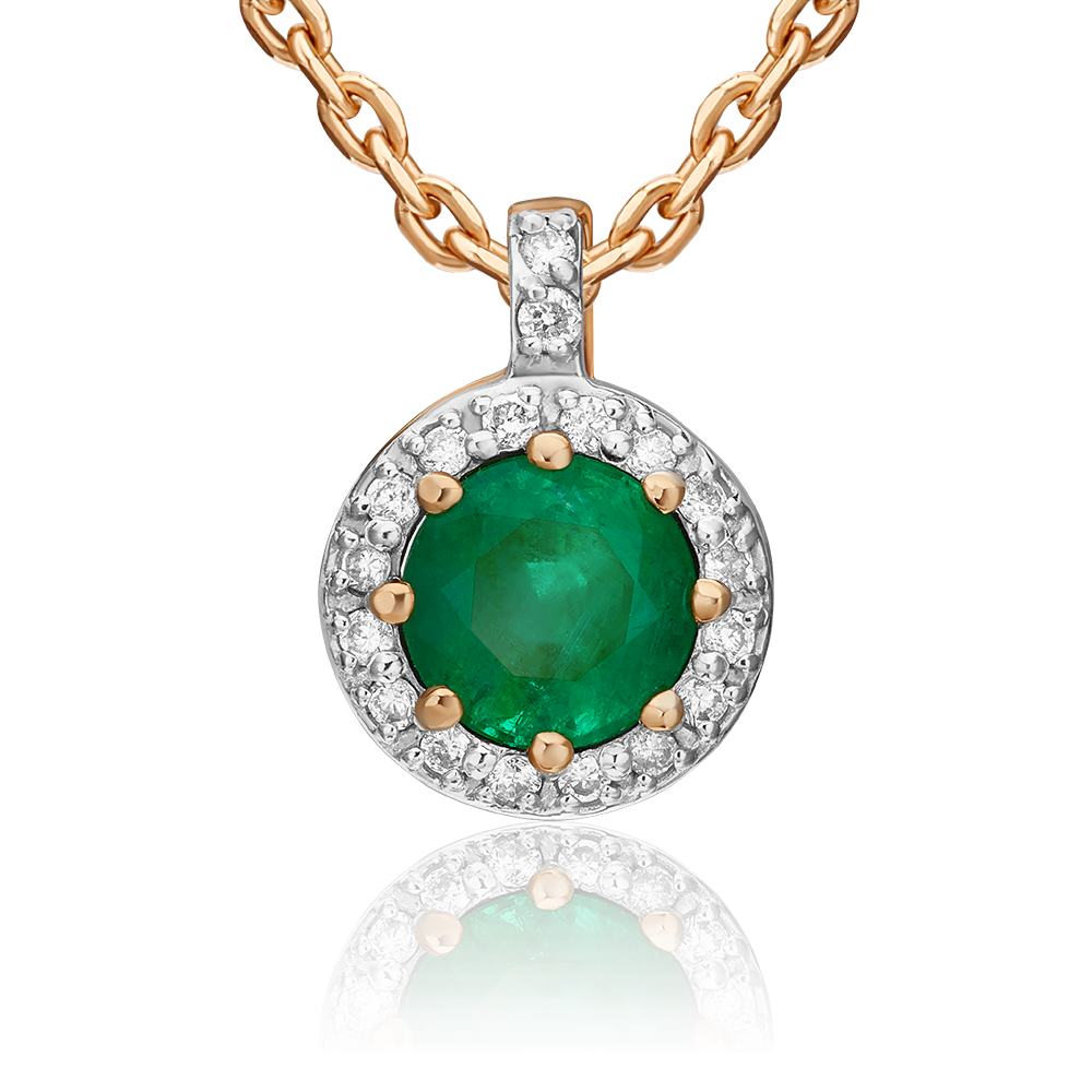 Подвеска из красного золота с изумрудом и бриллиантами 03-0428-00-106-1110-30