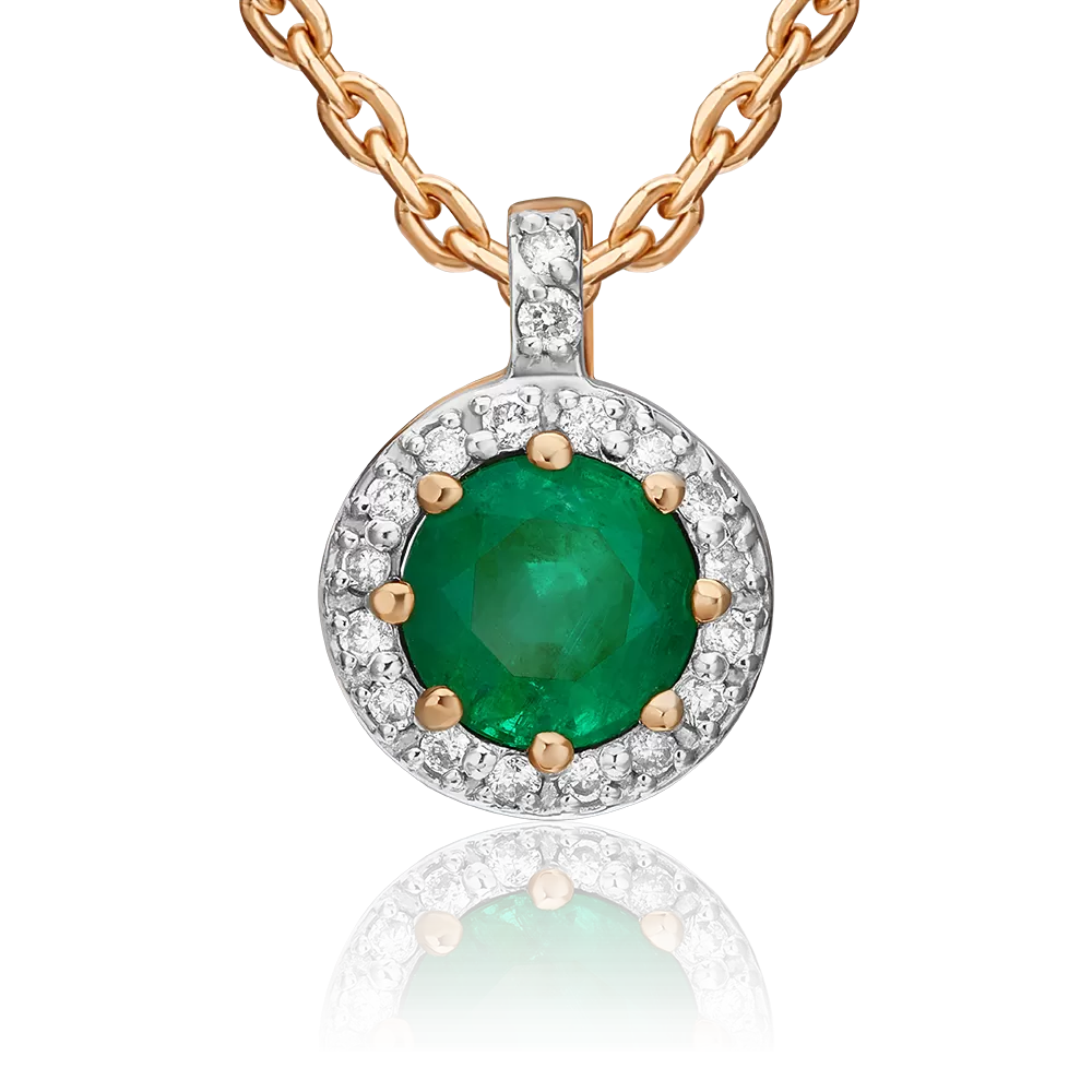 Подвеска из красного золота с изумрудом и бриллиантами 03-0428-00-106-1110-30