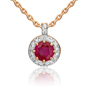 Подвеска из красного золота с рубином и бриллиантами