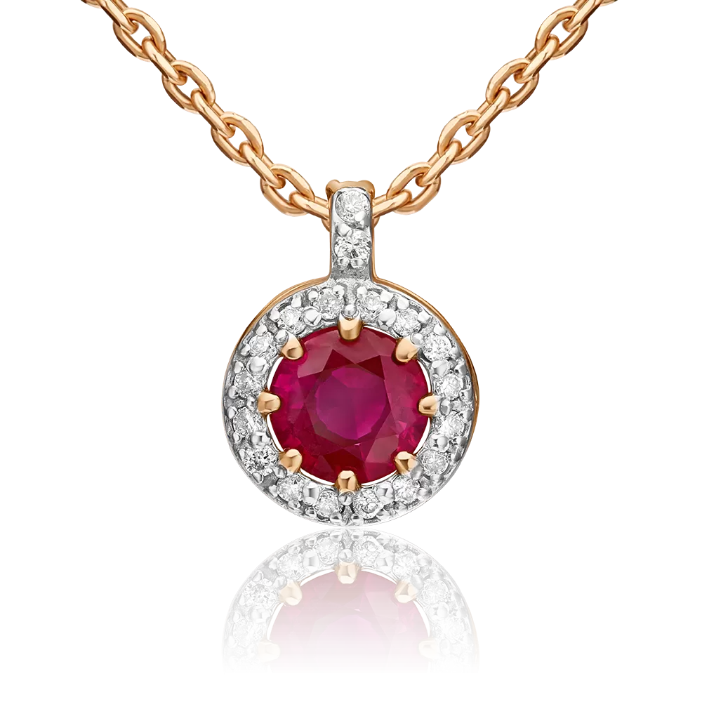 Подвеска из красного золота с рубином и бриллиантами 03-0428-00-107-1110-30