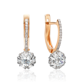 Серьги с английским замком из комбинированного золота с фианитами 02-3448-00-501-1111-38