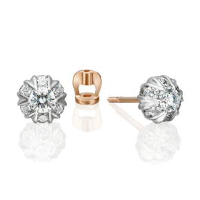 Серьги-пусеты из комбинированного золота с фианитами 02-3449-00-501-1111-38