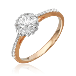 Помолвочное кольцо из комбинированного золота с фианитами 01-4674-00-501-1111-38
