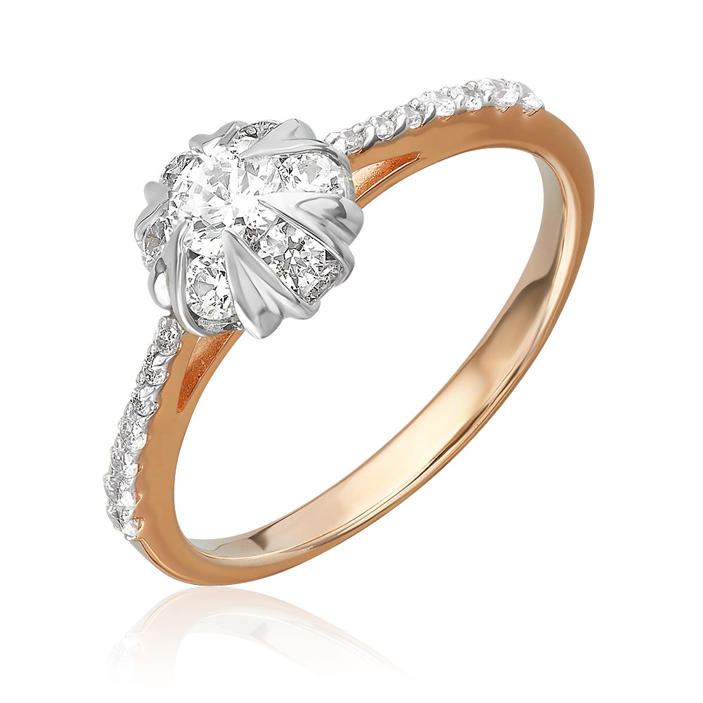 Помолвочное кольцо из комбинированного золота с фианитами 01-4674-00-501-1111-38