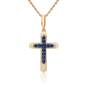 Декоративный крест из красного золота с сапфирами 03-3621-00-102-1110