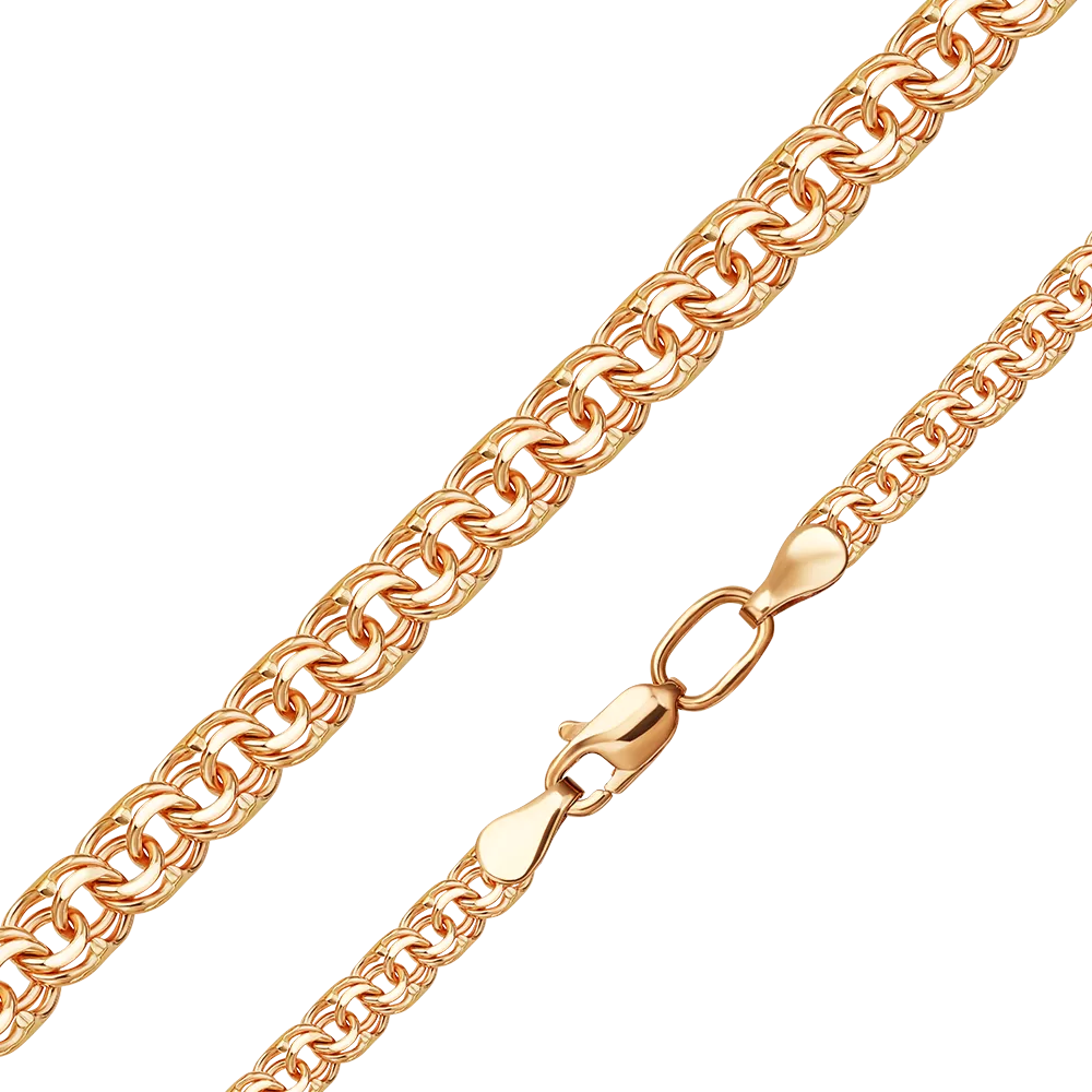 Цепь из красного золота с алмазной гранью (плетение «Бисмарк») 21-2705-060-1110-19