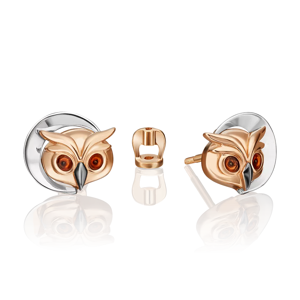 Серьги-пусеты «Загадочность» из комбинированного золота с эмалью 02-4892-00-000-1111