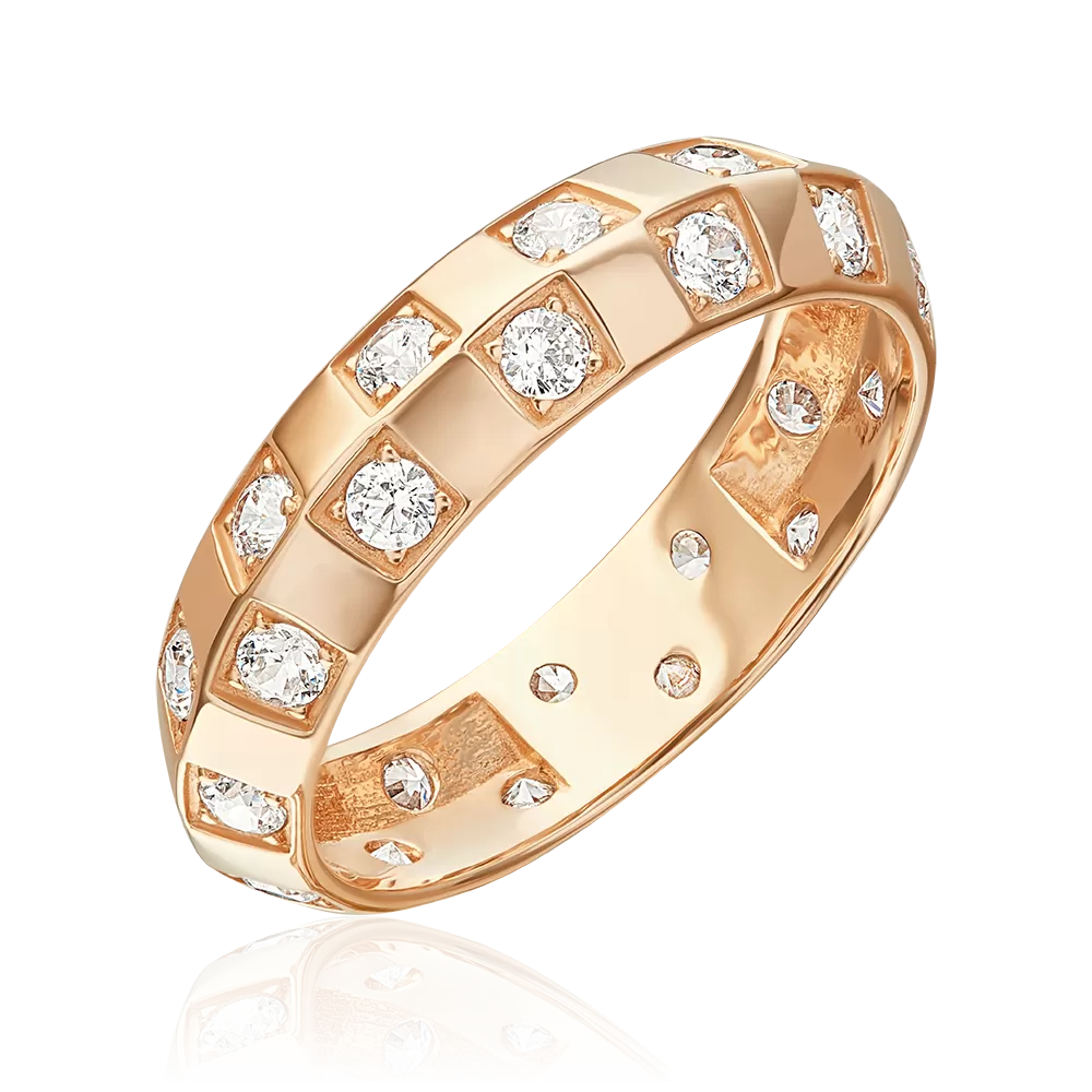 Кольцо из красного золота с бриллиантами 01-5911-00-101-1110