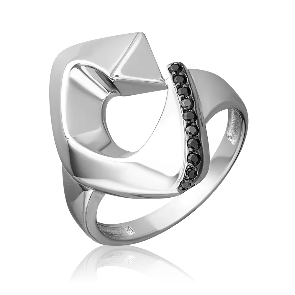Кольцо из серебра с чёрными фианитами 01-5633-00-402-0200