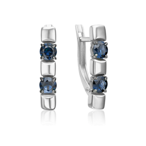 Серьги с английским замком из белого золота с сапфирами 02-5486-00-102-1120