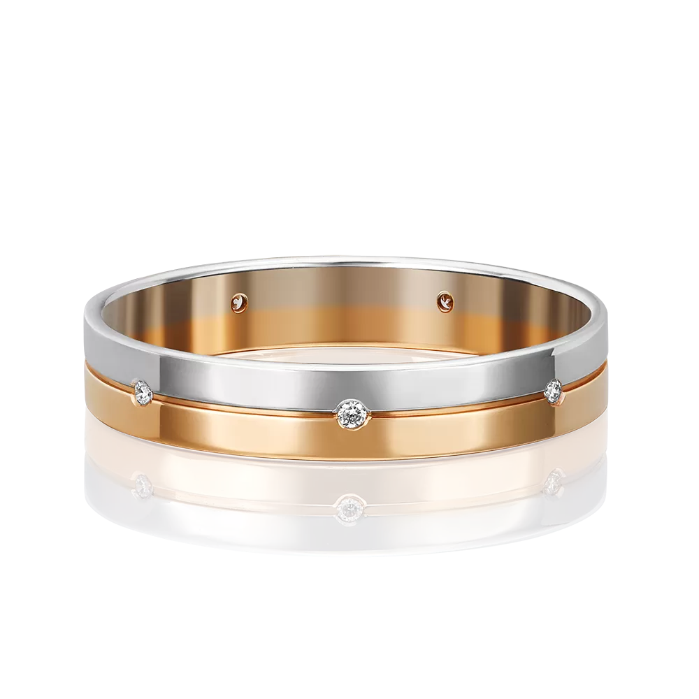Обручальное кольцо из комбинированного золота с бриллиантами 01-1168-00-101-1111-30