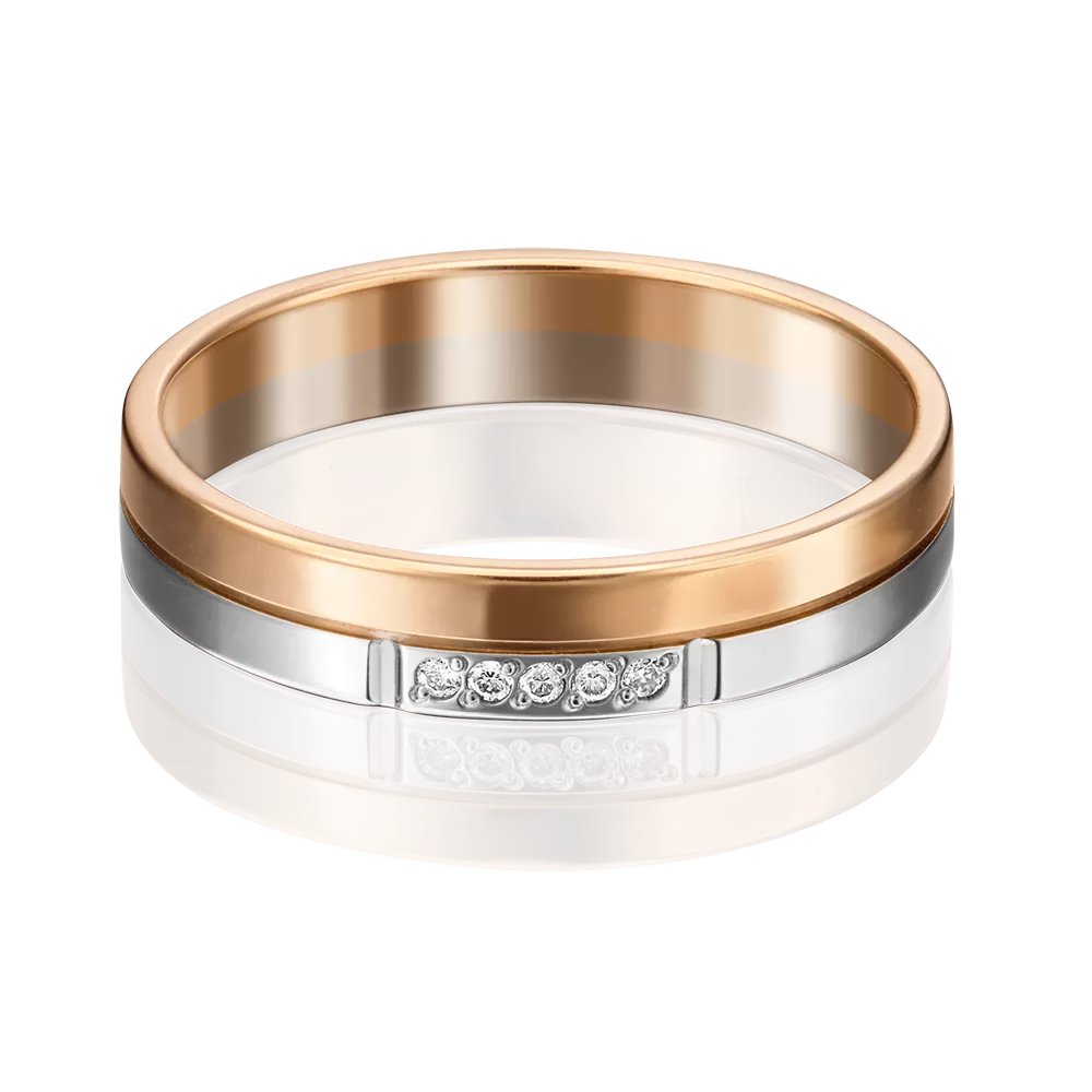 Обручальное кольцо из комбинированного золота с бриллиантами 01-1170-00-101-1111-30