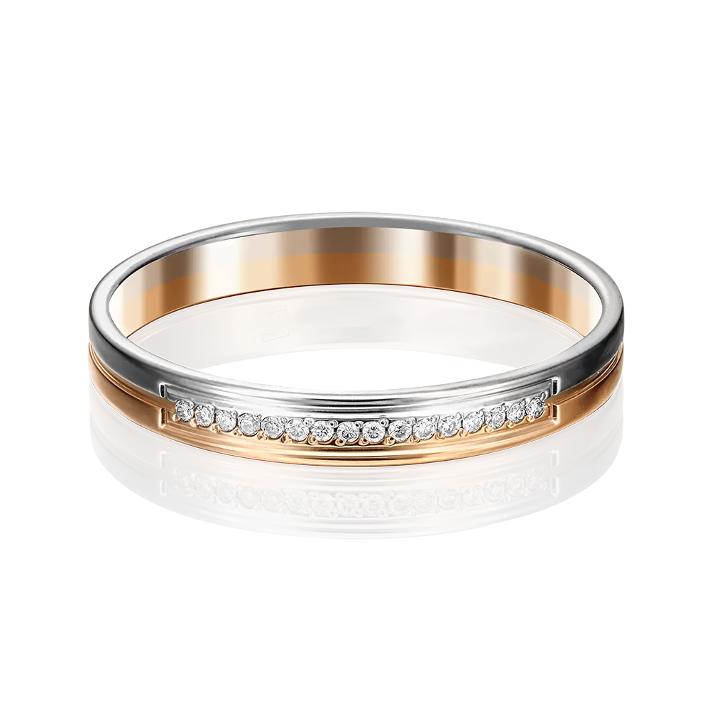 Обручальное кольцо из комбинированного золота с бриллиантами 01-1171-00-101-1111-30
