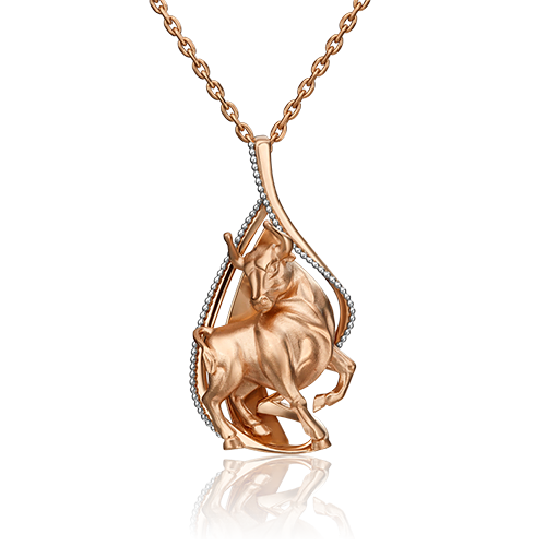 Подвеска «Знак зодиака Телец» из комбинированного золота 03-2814-04-000-1111-48