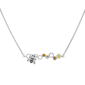 Колье «Пчела на сотах» из серебра с цитрином и эмалью 07-0235-00-206-0200-68