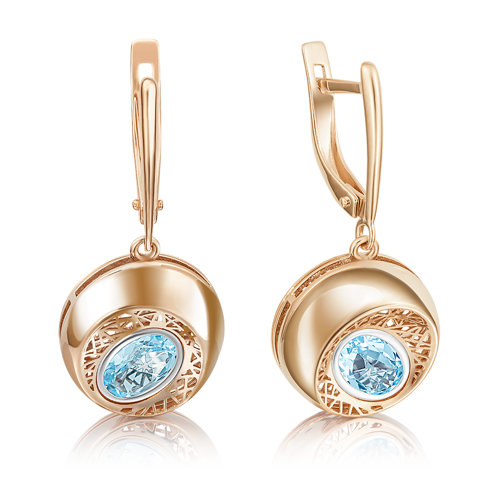 Серьги с английским замком из красного золота с топазом 02-4054-00-201-1110-57